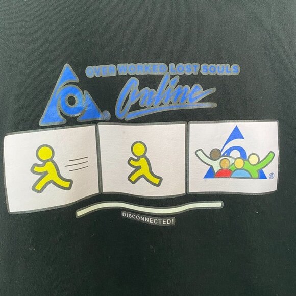 LA Dreamz Hoodie Mens Size XXL‎ Black Pullover AOL Graphic Overworked Souls Geek - Picture 7 of 11